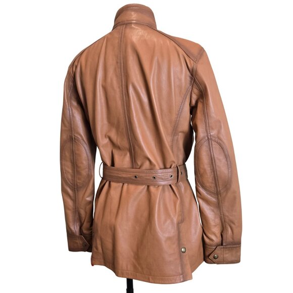 Lauren Ralph Lauren Cognac Lambskin Leather Field Barn Jacket NWT, Oversize 4 - Picture 3 of 10